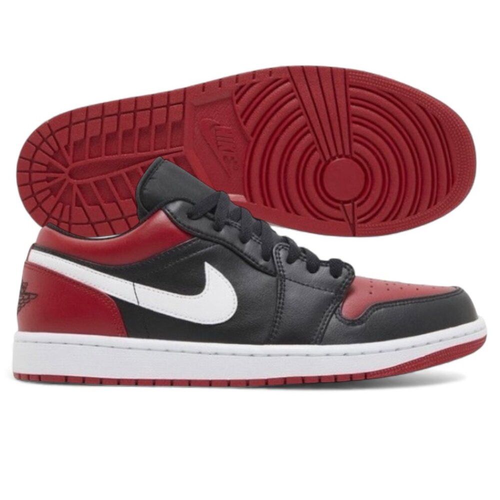 Air Jordan 1 Low 'Alternate Bred Toe' Mens Basketball Shoes Black Red 553558 066